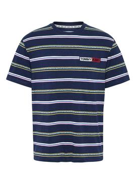 T-Shirt Tommy Jeans Seasonal Stripe Azul Homem