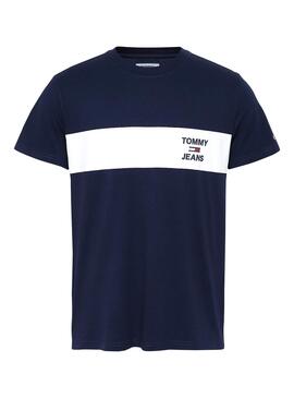 T-Shirt Tommy Jeans Chest Stripe Azul para Homem