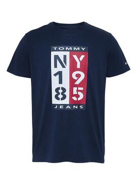 T-Shirt Logotipo vertical da Tommy Jeans Azul 