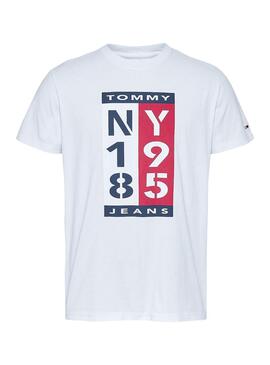 T-Shirt Tommy Jeans Vertical Logo Branco Homem