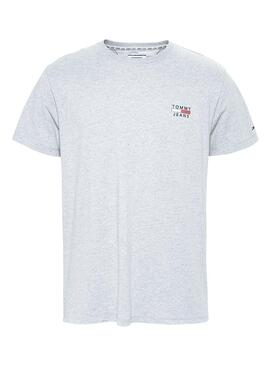 T-Shirt Tommy Jeans Chest Logo Gris para Homem