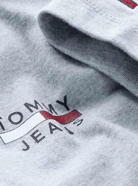 T-Shirt Tommy Jeans Chest Logo Gris para Homem
