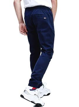 Calça Pantalon Tommy Jeans Dobby Azul para Homem
