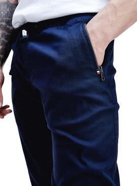 Calça Pantalon Tommy Jeans Dobby Azul para Homem