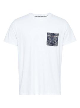 T-Shirt Tommy Jeans Pocket Branco para Homem