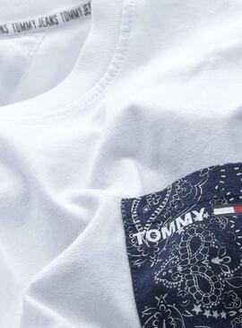 T-Shirt Tommy Jeans Pocket Branco para Homem