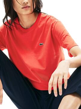 T-Shirt Lacoste Basic Coral para Mulher