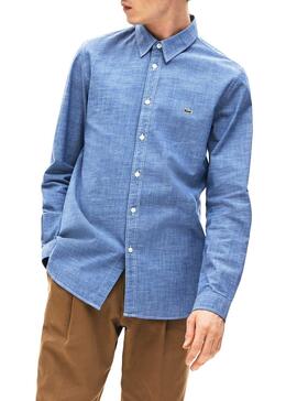 Camisa Lacoste Cambray Azul para Homem
