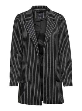 Blazer Only Baker Rayas Preto para  Mulher