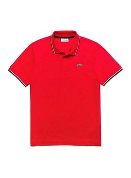 Polo Lacoste Strip Vermelho para Homem