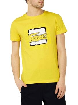 T-Shirt Lacoste Logo 3D Amarelo Homem
