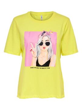 T-Shirt Only Sui Amarelo para Mulher