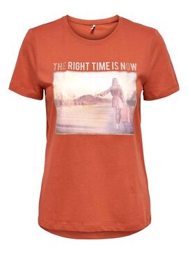 T-Shirt Only Naranja interna para Mulher