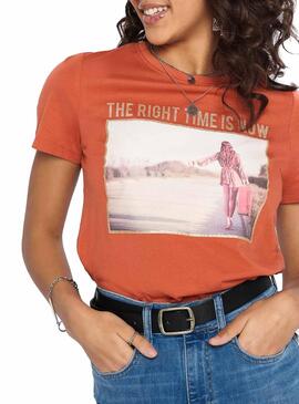 T-Shirt Only Naranja interna para Mulher