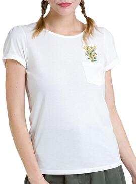 T-Shirt Naf Naf Flower Branco para Mulher