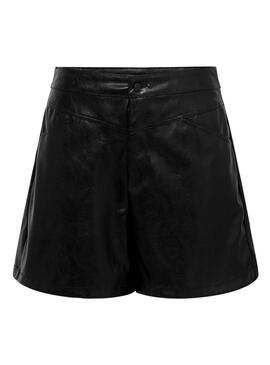 Shorts Only Kara  Couro falso Preto para Mulher