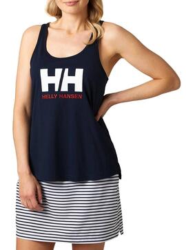 T-Shirt Helly Hansen Logo Azul Marinho para Mulher