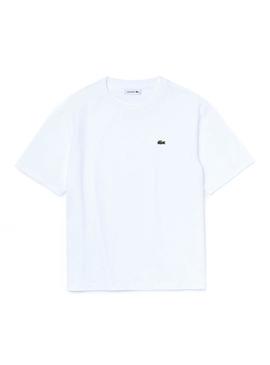 T-Shirt Lacoste de grandes dimensões Branco para Mulher