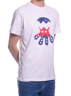 T-Shirt El Pulpo Logo Ondas Branco para  Homem