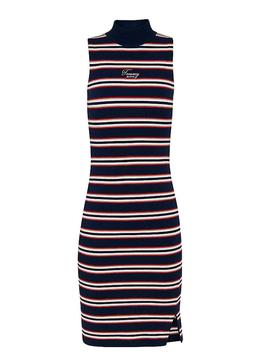 Vestido Fenda Tommy Jeans Azul para Mulher
