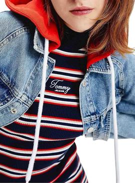 Vestido Fenda Tommy Jeans Azul para Mulher