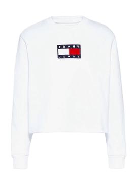 Sweat Tripulação Tommy Jeans Branco para Mulher