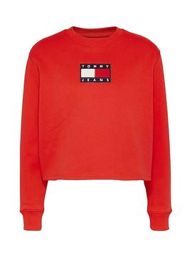 Sweat Tommy Jeans Crew Vermelho para Mulher