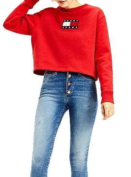 Sweat Tommy Jeans Crew Vermelho para Mulher