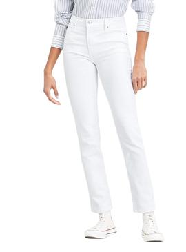 Jeans Levis 724 Western Branco Mulher