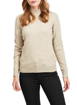 Camisola Vila Viril Turtleneck Beige para Mulher