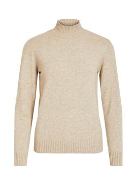 Camisola Vila Viril Turtleneck Beige para Mulher