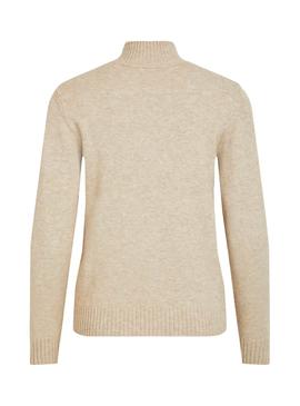 Camisola Vila Viril Turtleneck Beige para Mulher