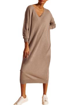 Vestido Superdry Lana Cashmere Beige Mulher