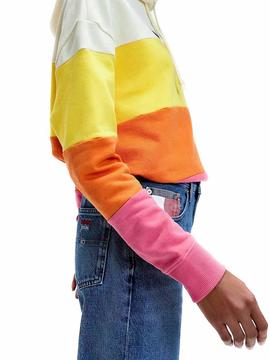 Sweat Tommy Jeans Stripes Multicolor para Mulher