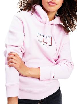 Sweat Tommy Jeans Outline Rosa para Mulher