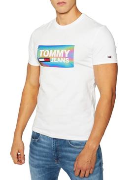 T-Shirt Tommy Jeans Iridiscente Branco Homem