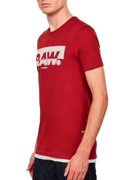 T-Shirt G Star Raw Graphic Slim Vermelho para Homem