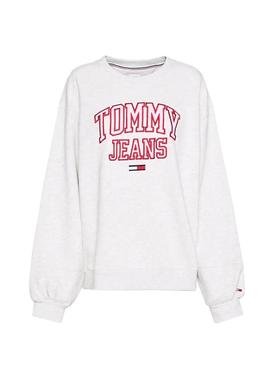 Sweat Tommy Jeans Collegiate Cinza para Mulher