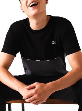 T-Shirt Lacoste Bicolor Preto e Cinza para Homem