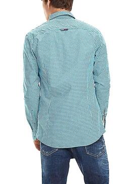 Camisa Tommy Jeans Essential Mid Check Azul Homem