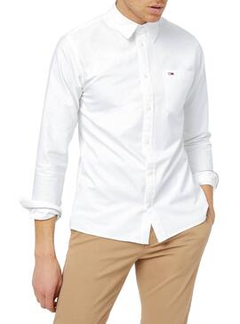 Camisa Tommy Jeans Oxford Branco Para Homens
