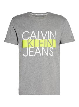 T-Shirt Calvin Klein Colorblock Stripe Cinza