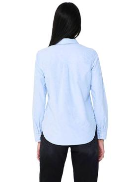 Camisa Only Hally Oxford Azul para Mulher