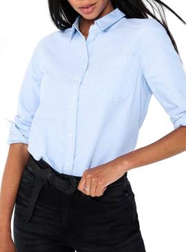 Camisa Only Hally Oxford Azul para Mulher