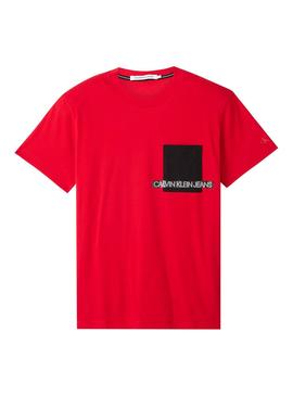 T-Shirt Calvin Klein Jeans Instit Vermelho Homem