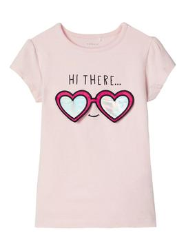 T-Shirt Name It Hapina Rosa para Menina