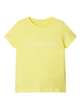 T-Shirt Name It Hallu Amarelo para Menina