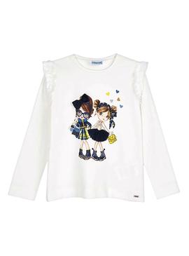 T-Shirt Mayoral Bonecas Branco para Menina