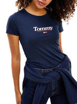T-Shirt Tommy Jeans Essential Azul Marinho para Mulher