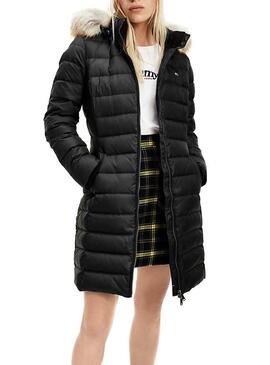 Casaca Tommy Jeans Essential Hooded Preto Mulher